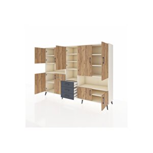 Hyperion Dolap 13 Raflı 3 Çekmeceli 9 Kapaklı 220x44x163 Aytaşı-çam/antrasit