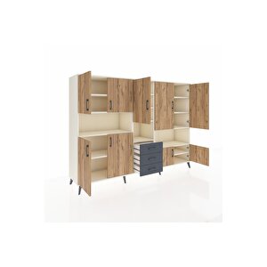 Hyperion Dolap 13 Raflı 3 Çekmeceli 9 Kapaklı 220x44x163 Aytaşı-çam/antrasit