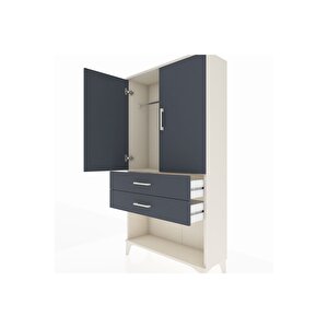 Arges Dolap Tek Raflı 2 Çekmeceli Tek Askılı 88x30x163 Aytaşı-antrasit