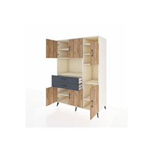 Kronos Dolap 9 Raflı 2 Çekmeceli 6 Kapaklı 132x59x195 Aytaşı-çam/antrasit