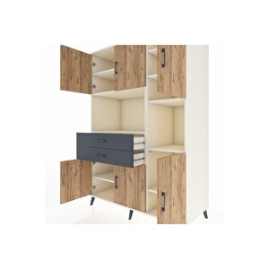 Kronos Dolap 9 Raflı 2 Çekmeceli 6 Kapaklı 132x59x195 Aytaşı-çam/antrasit