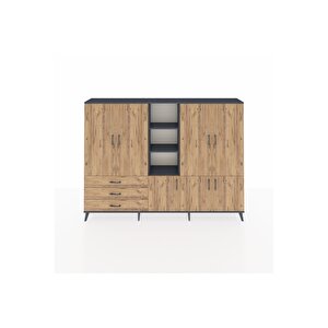 Arges Dolap 11 Raflı 3 Çekmeceli 7 Kapaklı 220x30x163 Antrasit-çam