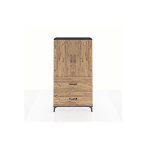 Arges Dolap 3 Raflı 2 Çekmeceli 2 Kapaklı 88x30x163 Antrasit-çam