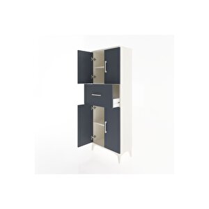 Arges Dolap 2 Raflı Tek Çekmeceli 4 Kapaklı 60x30x163 Aytaşı-antrasit