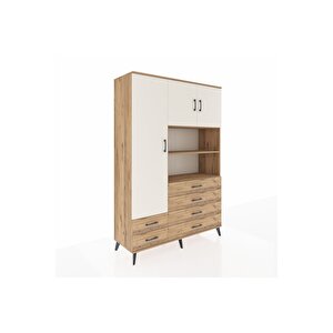 Hyperion Dolap 8 Raflı 6 Çekmeceli 3 Kapaklı 132x44x195 Çam-aytaşı/çam