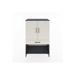Hyperion Dolap 2 Raflı Tek Çekmeceli 2 Kapaklı 88x44x134 Antrasit-aytaşı