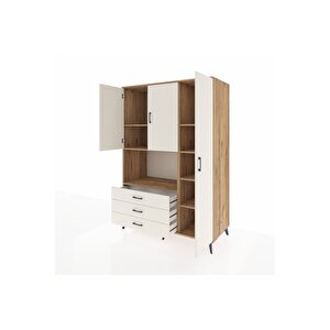 Kronos Dolap 7 Raflı 3 Çekmeceli 3 Kapaklı 132x59x195 Çam-aytaşı/aytaşı