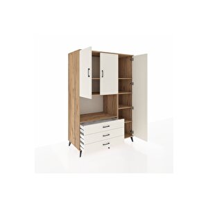 Kronos Dolap 7 Raflı 3 Çekmeceli 3 Kapaklı 132x59x195 Çam-aytaşı/aytaşı