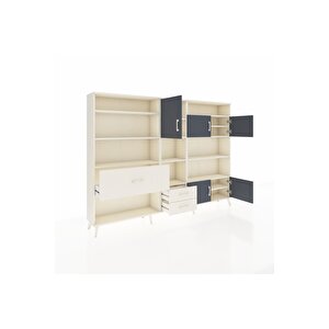 Arges Dolap 13 Raflı 3 Çekmeceli 5 Kapaklı 220x30x163 Aytaşı-antrasit/aytaşı