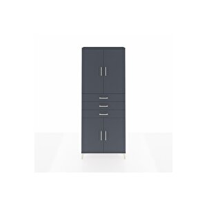 Arges Dolap 4 Raflı 3 Çekmeceli 4 Kapaklı 88x30x221 Antrasit-antrasit
