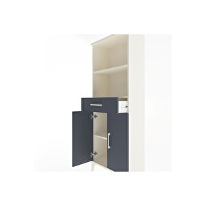 Arges Dolap 3 Raflı Tek Çekmeceli 2 Kapaklı 60x30x163 Aytaşı-antrasit