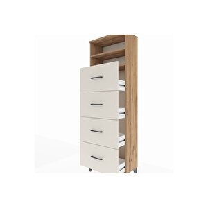 Arges Dolap 2 Raflı 4 Çekmeceli 60x30x182 Çam-aytaşı