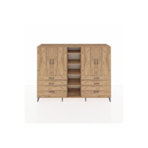 Hyperion Dolap 10 Raflı 6 Çekmeceli 4 Kapaklı 220x44x163 Çam-çam