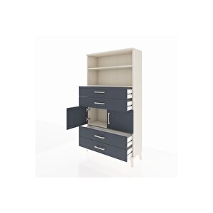 Arges Dolap 3 Raflı 4 Çekmeceli 2 Kapaklı 88x30x163 Aytaşı-antrasit