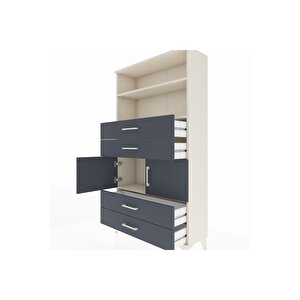 Arges Dolap 3 Raflı 4 Çekmeceli 2 Kapaklı 88x30x163 Aytaşı-antrasit