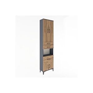 Arges Dolap 4 Raflı 3 Çekmeceli 2 Kapaklı 60x30x243 Antrasit-çam