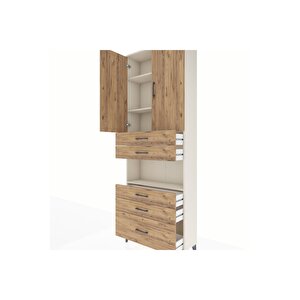 Arges Dolap 4 Raflı 5 Çekmeceli 2 Kapaklı 88x30x243 Aytaşı-çam