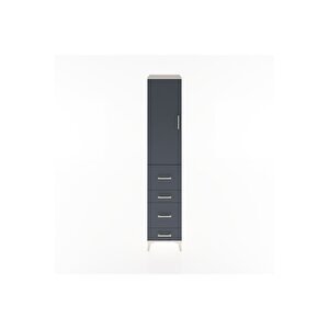 Hyperion Dolap 3 Raflı 4 Çekmeceli Tek Kapaklı 44x44x221 Aytaşı-antrasit