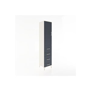 Hyperion Dolap 3 Raflı 4 Çekmeceli Tek Kapaklı 44x44x221 Aytaşı-antrasit