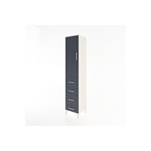 Hyperion Dolap 3 Raflı 4 Çekmeceli Tek Kapaklı 44x44x221 Aytaşı-antrasit