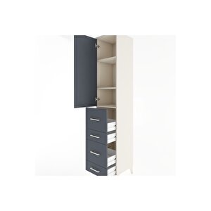 Hyperion Dolap 3 Raflı 4 Çekmeceli Tek Kapaklı 44x44x221 Aytaşı-antrasit