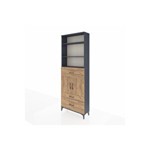 Arges Dolap 4 Raflı 3 Çekmeceli 2 Kapaklı 88x30x243 Antrasit-çam