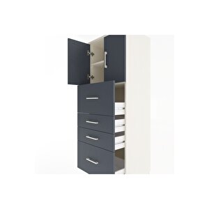 Hyperion Dolap 2 Raflı 4 Çekmeceli 2 Kapaklı 60x44x163 Aytaşı-antrasit