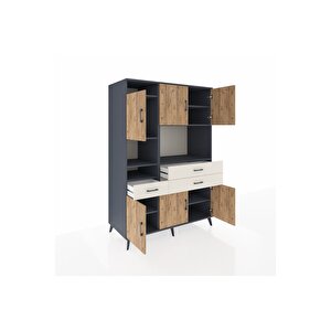 Kronos Dolap 9 Raflı 3 Çekmeceli 6 Kapaklı 132x59x195 Antrasit-çam/aytaşı