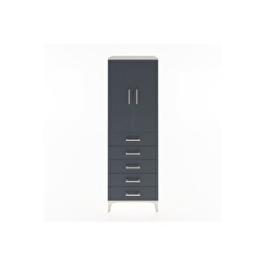Hyperion Dolap 2 Raflı 5 Çekmeceli 2 Kapaklı 60x44x182 Aytaşı-antrasit