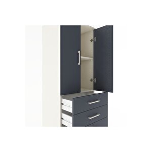 Hyperion Dolap 2 Raflı 5 Çekmeceli 2 Kapaklı 60x44x182 Aytaşı-antrasit