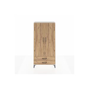 Arges Dolap Tek Raflı 2 Çekmeceli Tek Askılı 88x30x182 Aytaşı-çam