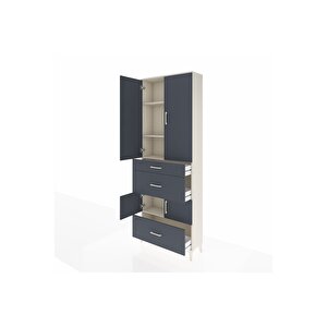 Arges Dolap 4 Raflı 3 Çekmeceli 4 Kapaklı 88x30x243 Aytaşı-antrasit