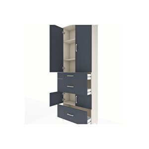 Arges Dolap 4 Raflı 3 Çekmeceli 4 Kapaklı 88x30x243 Aytaşı-antrasit