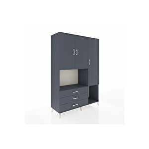 Hyperion Gardrop 6 Raflı 3 Çekmeceli 3 Kapaklı 132x44x195 Antrasit-antrasit