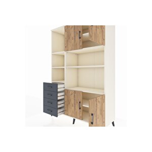 Hyperion Dolap 8 Raflı 4 Çekmeceli 4 Kapaklı 132x44x195 Aytaşı-çam/antrasit