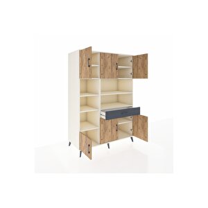 Kronos Dolap 10 Raflı Tek Çekmeceli 6 Kapaklı 132x59x195 Aytaşı-çam/antrasit