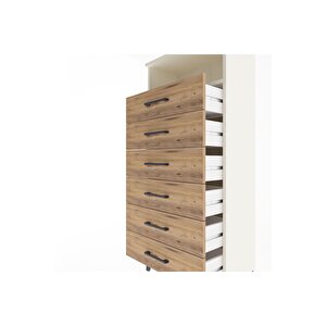 Arges Dolap Tek Raflı 6 Çekmeceli 60x30x134 Aytaşı-çam