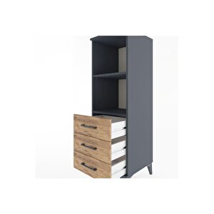Hyperion Dolap 2 Raflı 3 Çekmeceli 44x44x134 Antrasit-çam