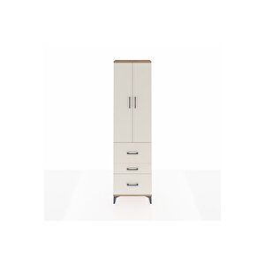 Arges Dolap 3 Raflı 3 Çekmeceli 2 Kapaklı 60x30x221 Çam-aytaşı