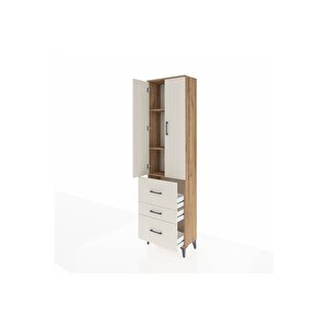 Arges Dolap 3 Raflı 3 Çekmeceli 2 Kapaklı 60x30x221 Çam-aytaşı