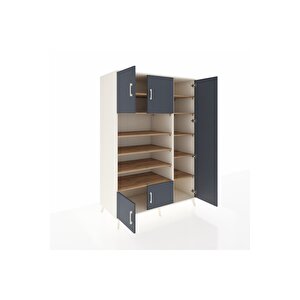 Kronos Dolap 11 Raflı 5 Kapaklı 132x59x195 Aytaşı-antrasit/çam