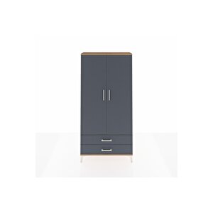 Arges Dolap 4 Raflı 2 Çekmeceli 2 Kapaklı 88x30x182 Çam-antrasit