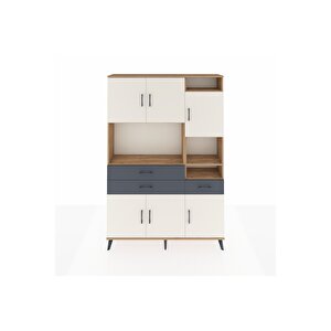 Arges Dolap 10 Raflı 3 Çekmeceli 6 Kapaklı 132x30x195 Çam-aytaşı/antrasit