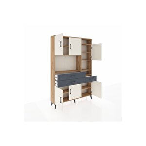 Arges Dolap 10 Raflı 3 Çekmeceli 6 Kapaklı 132x30x195 Çam-aytaşı/antrasit