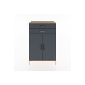 Hyperion Dolap 2 Raflı 2 Çekmeceli 2 Kapaklı 88x44x134 Çam-antrasit
