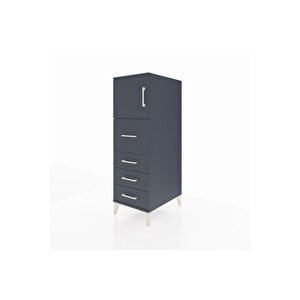 Kronos Dolap Tek Raflı 4 Çekmeceli Tek Kapaklı 44x59x134 Antrasit-antrasit