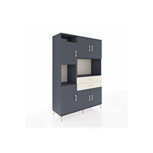 Hyperion Dolap 8 Raflı 2 Çekmeceli 6 Kapaklı 132x44x195 Antrasit-antrasit/aytaşı