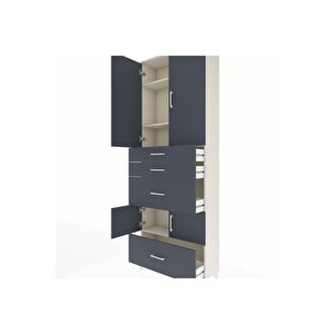 Arges Dolap 4 Raflı 4 Çekmeceli 4 Kapaklı 88x30x243 Aytaşı-antrasit