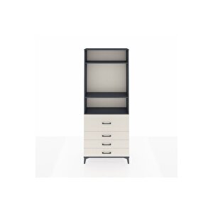 Arges Dolap 3 Raflı 4 Çekmeceli 88x30x221 Antrasit-aytaşı