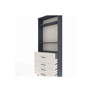 Arges Dolap 3 Raflı 4 Çekmeceli 88x30x221 Antrasit-aytaşı